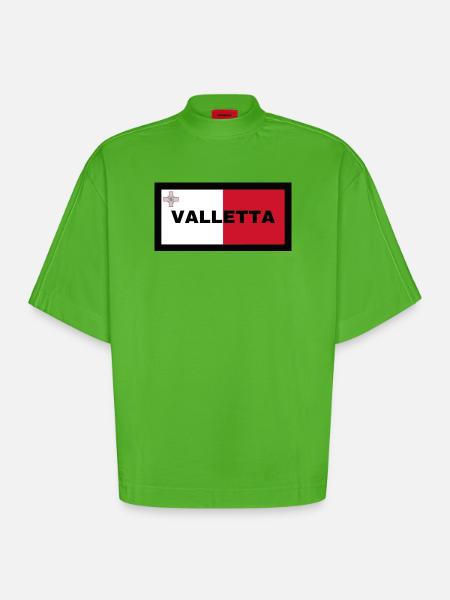 La Valette à Malte Drapeau - T-shirt bio épais oversize Boxy fabriqué en UE - Apple Neon