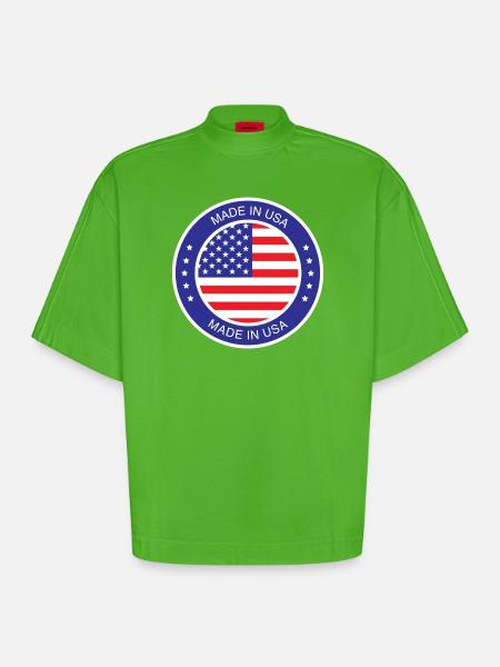 made in the USA - Heavyweight Oversized Organic Boxy T-Shirt Made in EU - Apple Neon