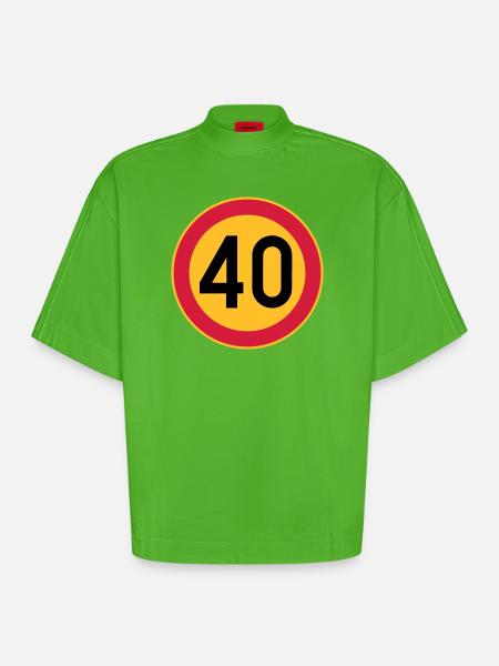 40 Limit / Tempolimit - Heavyweight Oversized Organic Boxy T-Shirt Made in EU - Apple Neon