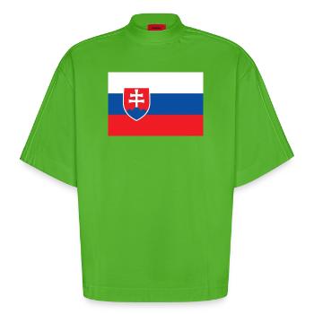Slowakei – Flagge der Slowakei mit Wappen - Heavyweight Oversized Organic Boxy T-Shirt Made in EU - Apple Neon - Vorne