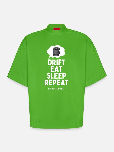 Drift Eat Sleep Repeat - Heavyweight Oversized Organic Boxy T-Shirt Made in EU - Apple Neon