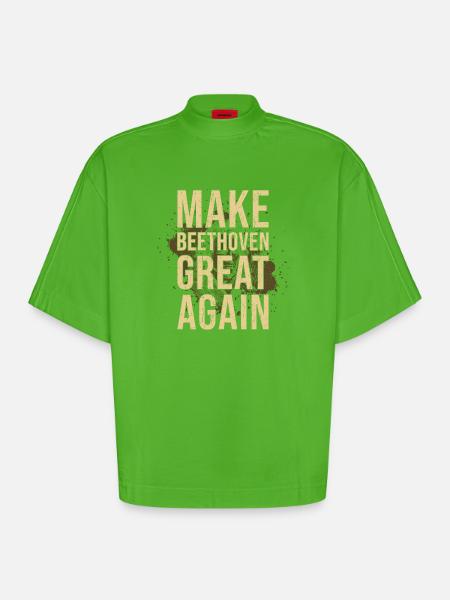 Beethoven - Heavyweight Oversized Organic Boxy T-Shirt Made in EU - Apple Neon