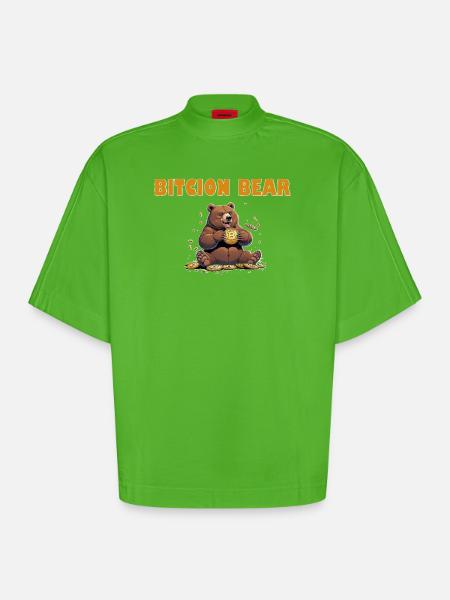 Bitcoin Bär  - Heavyweight Oversized Organic Boxy T-Shirt Made in EU - Apple Neon