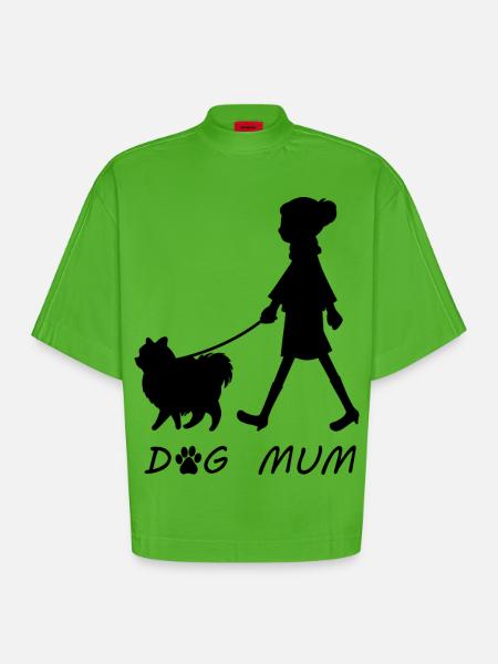 Dog Mum - Heavyweight Oversized Organic Boxy T-Shirt Made in EU - Apple Neon