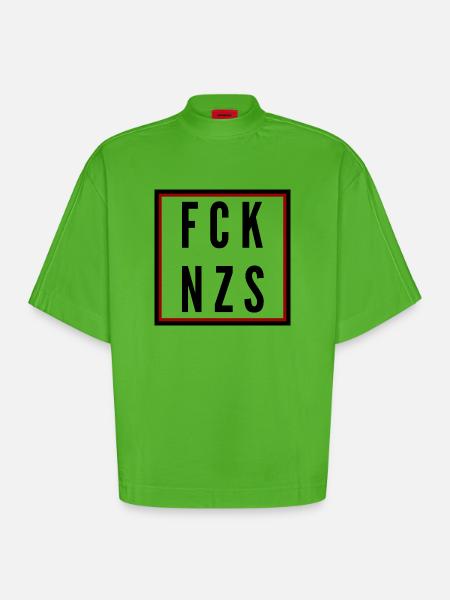 Fuck Naz*s - Heavyweight Oversized Organic Boxy T-Shirt Made in EU - Apple Neon