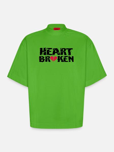 Heart <3Broken - Heavyweight Oversized Organic Boxy T-Shirt Made in EU - Apple Neon
