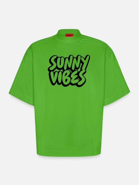 SUNNY VIBES - Heavyweight Oversized Organic Boxy T-Shirt Made in EU - Apple Neon