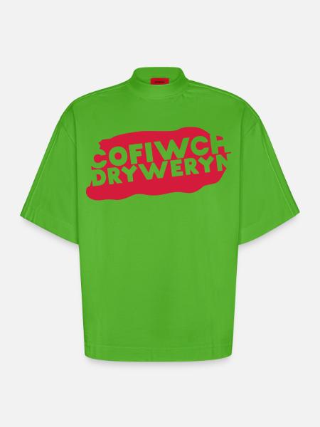 Cofiwch Dryweryn - T-shirt bio épais oversize Boxy fabriqué en UE - Apple Neon