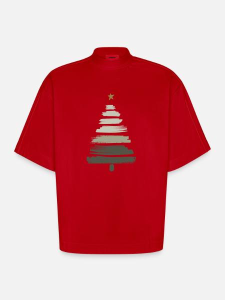 Christmas Tree - Heavyweight Oversized Organic Boxy T-Shirt Made in EU - red