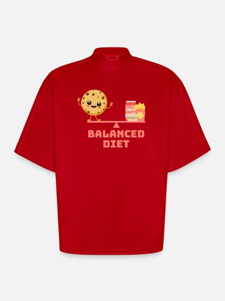 équilibré cookie fastfood Régime - T-shirt bio épais oversize Boxy fabriqué en UE - rouge