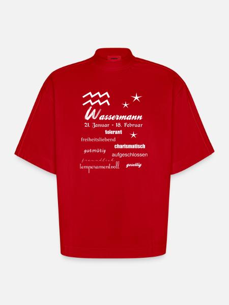 Wassermann Sternzeichen - Heavyweight Oversized Organic Boxy T-Shirt Made in EU - Rot