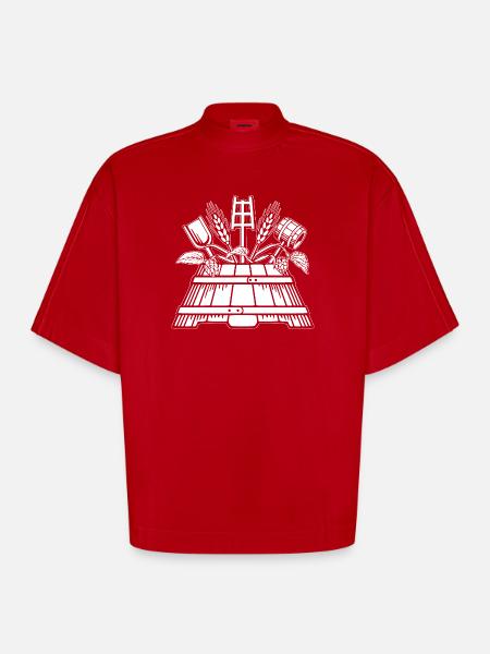 Brauer logo - Heavyweight Oversized Organic Boxy T-Shirt Made in EU - Rot