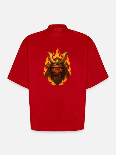 EMBER RONIN - Heavyweight Oversized Organic Boxy T-Shirt Made in EU - red