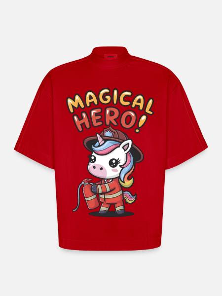 Magical Hero! - Heavyweight Oversized Organic Boxy T-Shirt Made in EU - red