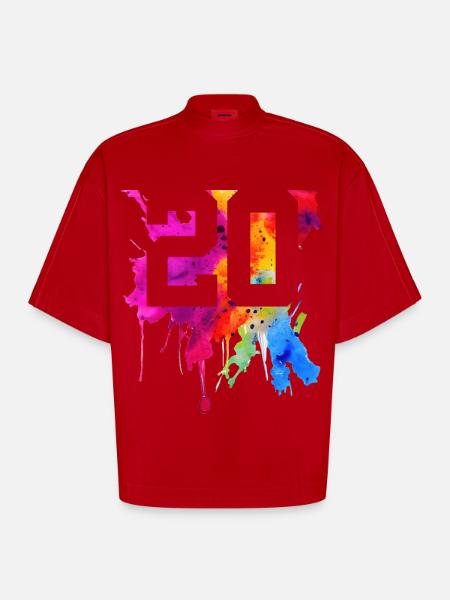 20 ANS 20 ANNIVERSAIRE - T-shirt bio épais oversize Boxy fabriqué en UE - rouge
