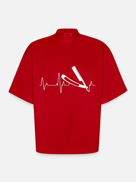 barber - Heavyweight Oversized Organic Boxy T-Shirt Made in EU - red