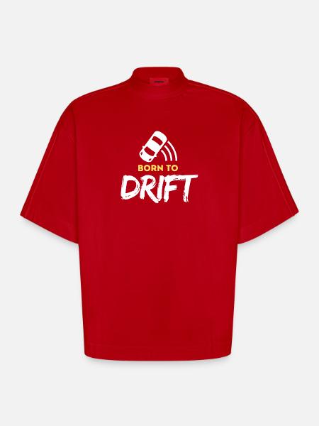 Né pour le drift - T-shirt bio épais oversize Boxy fabriqué en UE - rouge