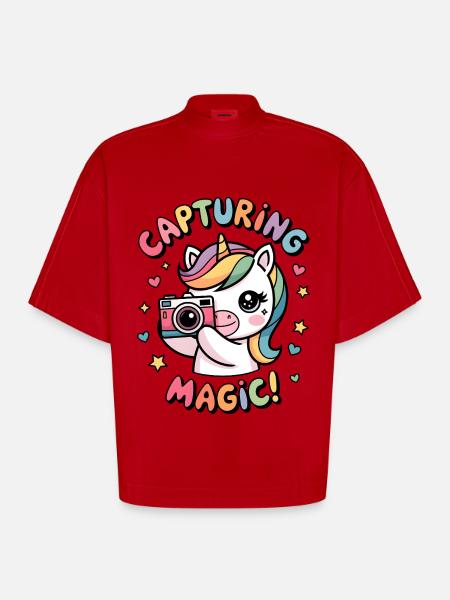 Capturing Magic! - Heavyweight Oversized Organic Boxy T-Shirt Made in EU - red
