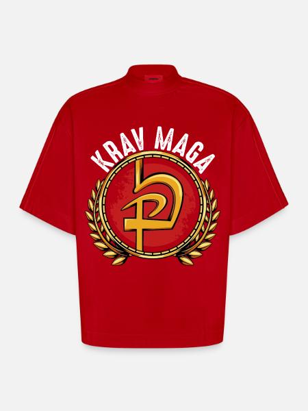 Krav Maga - Heavyweight Oversized Organic Boxy T-Shirt Made in EU - red