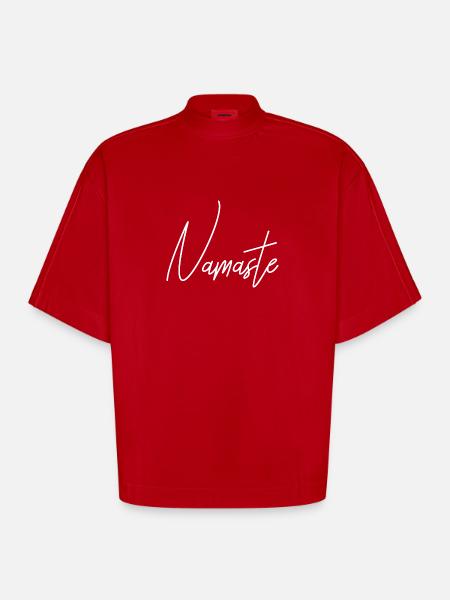 Namaste Schrift - Heavyweight Oversized Organic Boxy T-Shirt Made in EU - Rot