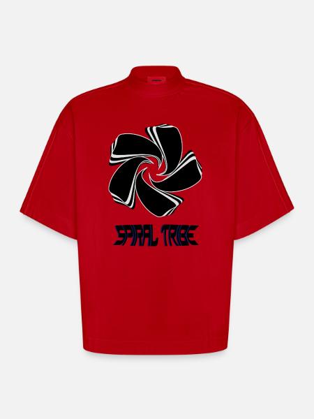 Spiral Tribe - Heavyweight Oversized Organic Boxy T-Shirt Made in EU - red