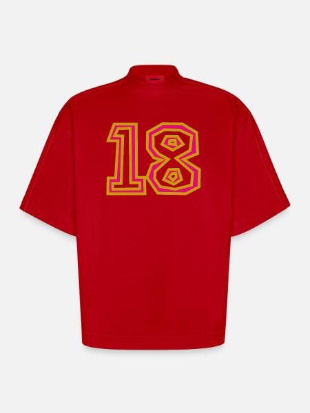 18 - Heavyweight Oversized Organic Boxy T-Shirt Made in EU - Rot