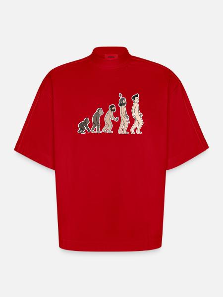 évolution - T-shirt bio épais oversize Boxy fabriqué en UE - rouge