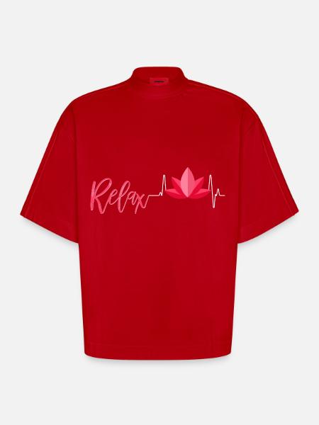 massage - Heavyweight Oversized Organic Boxy T-Shirt Made in EU - red