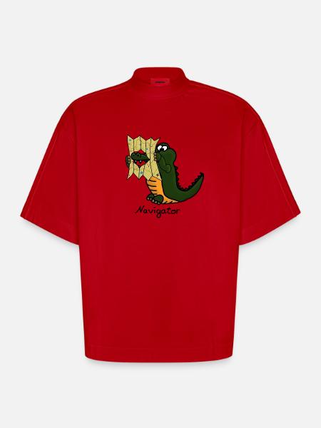 Navigator - Heavyweight Oversized Organic Boxy T-Shirt Made in EU - red