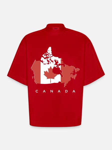 Silhouette du Canada avec feuille d’érable - T-shirt bio épais oversize Boxy fabriqué en UE - rouge