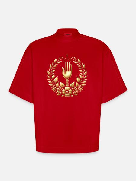 Gourmet Fork Logo - Heavyweight Oversized Organic Boxy T-Shirt Made in EU - red