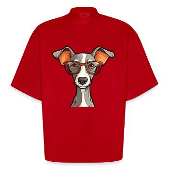 Italienischer Windhund Hunderasse Aquarell Karikatur Kaw - Heavyweight Oversized Organic Boxy T-Shirt Made in EU - Rot - Vorne