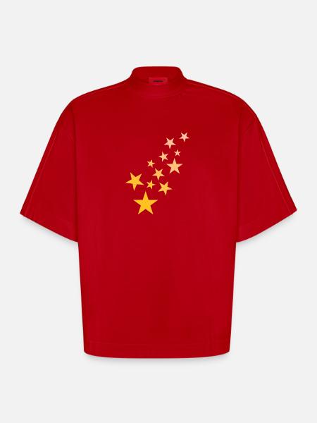 Star asterisk pattern starry sky - Heavyweight Oversized Organic Boxy T-Shirt Made in EU - red