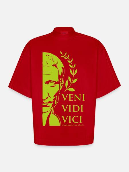 César vert - T-shirt bio épais oversize Boxy fabriqué en UE - rouge