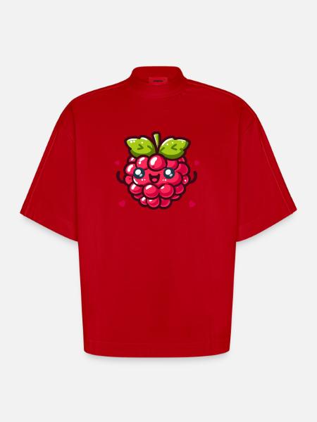 Framboise d'amour - T-shirt bio épais oversize Boxy fabriqué en UE - rouge