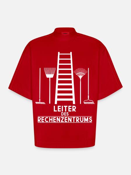 LEITER OF THE DATA CENTRE - Heavyweight Oversized Organic Boxy T-Shirt Made in EU - red