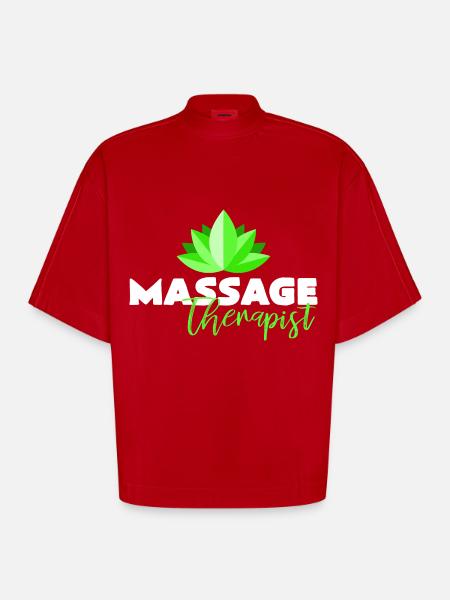 massage - Heavyweight Oversized Organic Boxy T-Shirt Made in EU - red
