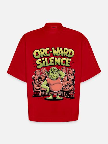Orc-ward Silence - Heavyweight Oversized Organic Boxy T-Shirt Made in EU - red