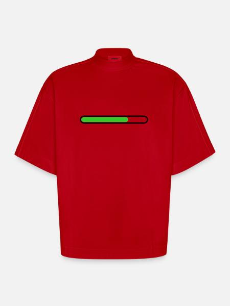 Loading bar Black Green - Heavyweight Oversized Organic Boxy T-Shirt Made in EU - red