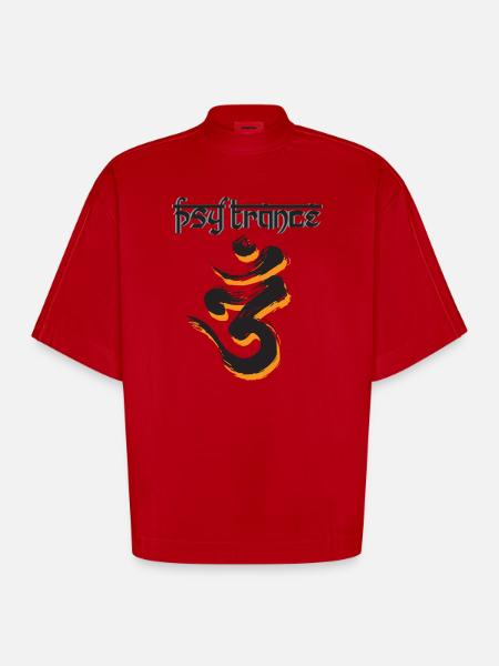 PsyTrance - T-shirt bio épais oversize Boxy fabriqué en UE - rouge