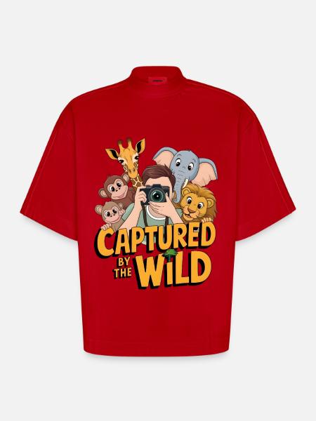 Captured By The Wild - Heavyweight Oversized Organic Boxy T-Shirt Made in EU - red