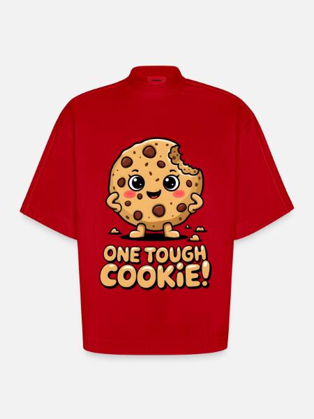 One Tough Cookie! - Heavyweight Oversized Organic Boxy T-Shirt Made in EU - red