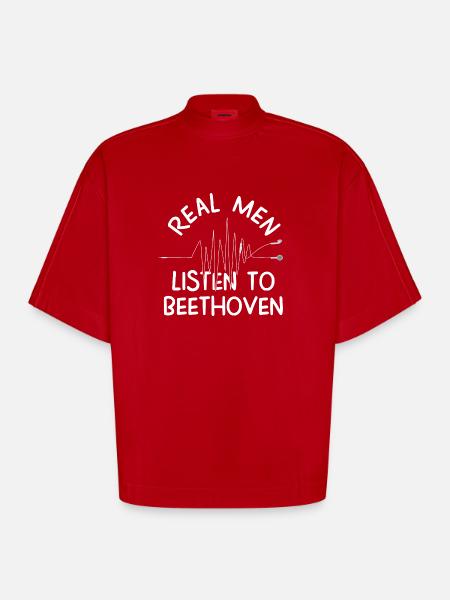 Beethoven - T-shirt bio épais oversize Boxy fabriqué en UE - rouge