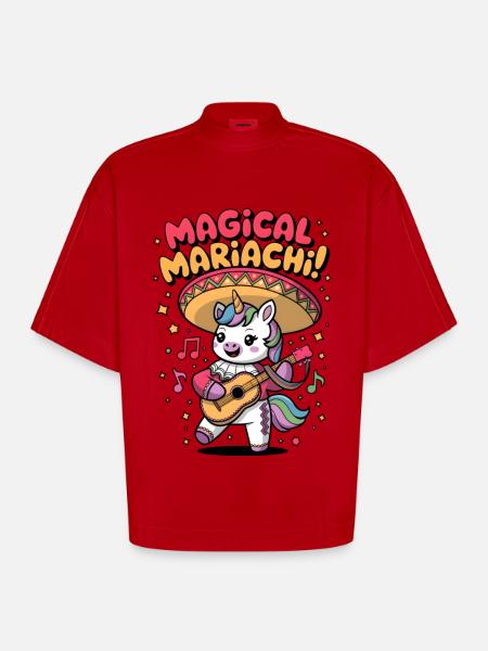 Magical Mariachi - Heavyweight Oversized Organic Boxy T-Shirt Made in EU - red