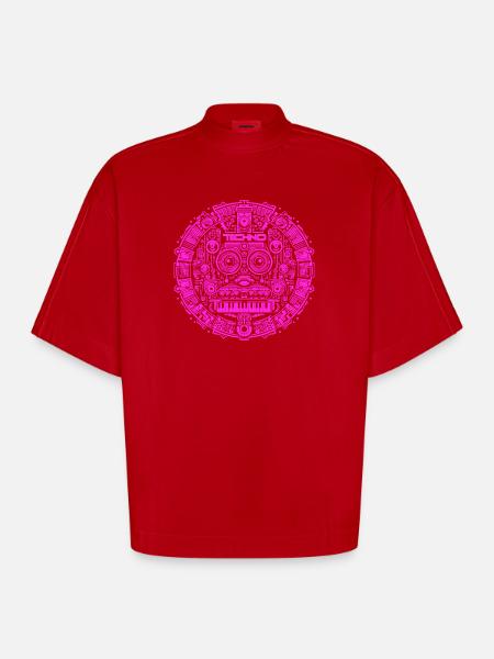 Techno Music Logo - Heavyweight Oversized Organic Boxy T-Shirt Made in EU - Rot