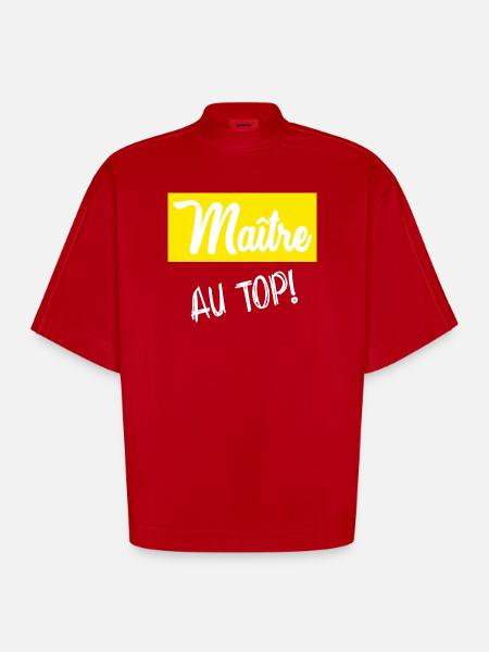 MASTER. MASTER. HUMOR - Heavyweight Oversized Organic Boxy T-Shirt Made in EU - red