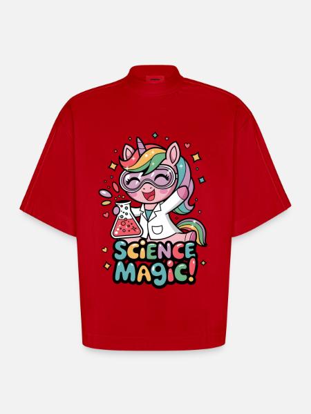 Science Magic! - Heavyweight Oversized Organic Boxy T-Shirt Made in EU - red
