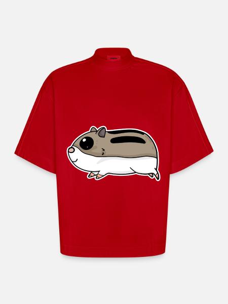 Hamster mignon - T-shirt bio épais oversize Boxy fabriqué en UE - rouge