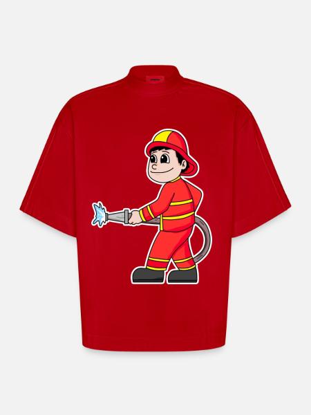 Firefighter - Heavyweight Oversized Organic Boxy T-Shirt Made in EU - red