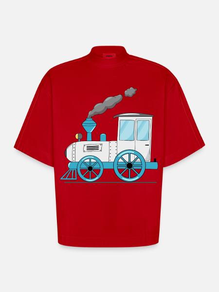 Kinderzug Eisenbahn weiß - Heavyweight Oversized Organic Boxy T-Shirt Made in EU - Rot